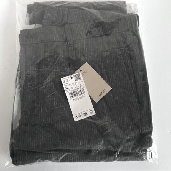 Mango - Men's Pinstripe cotton slim-fit trousers -Dark Heather Grey. Size: 36 US - Picture 2 of 16